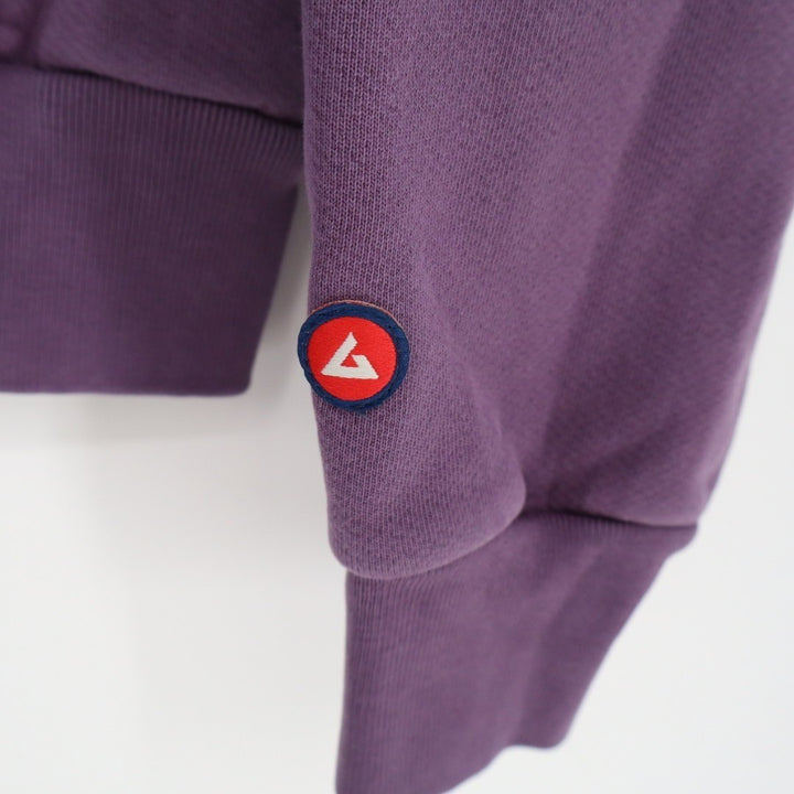 American Giant Hoodie Mens Medium Purple Logo Fleece Lined Cotton Drop Shoulder