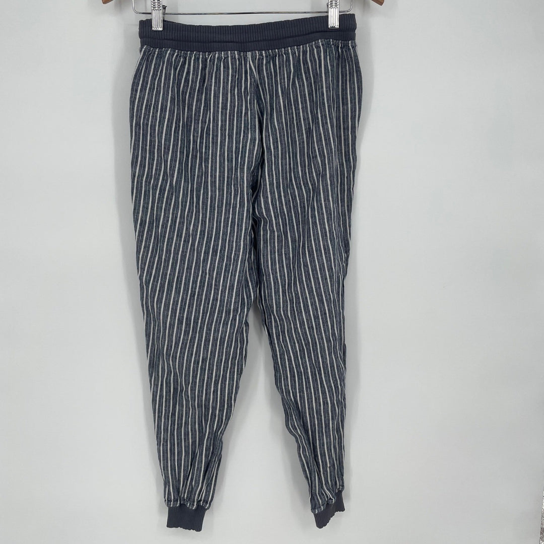 MAX STUDIO Striped Linen Blend Jogger Pants Drawstring Waist Size S