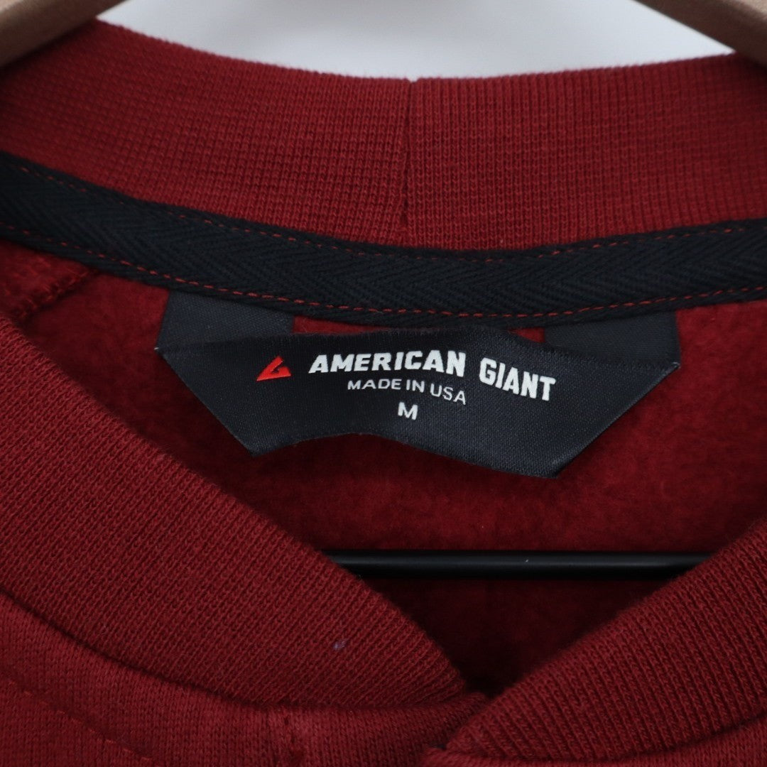 American Giant Midweight Sweatshirt Mens M Red Cotton Snap Henley Raglan Sleeve
