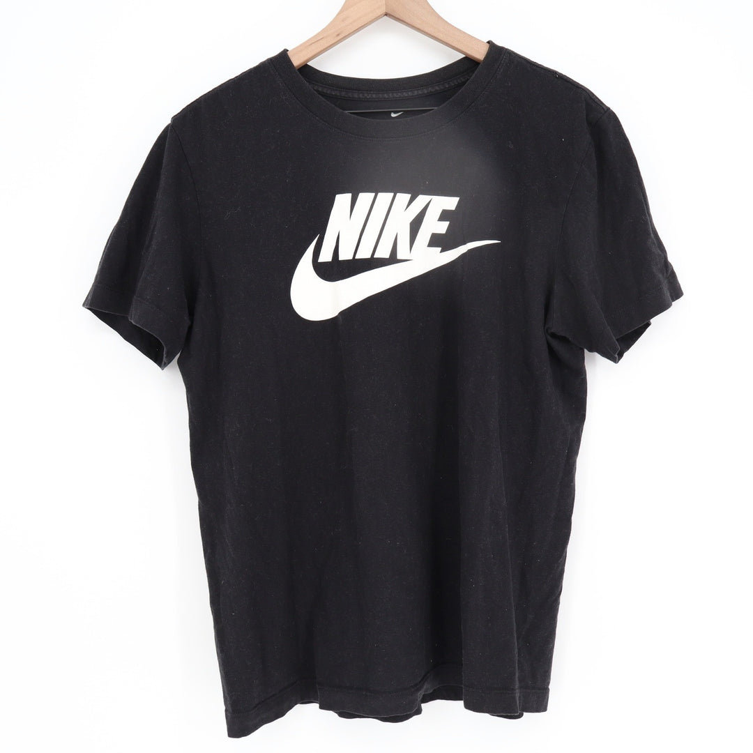 Nike Womens Black Futura Logo Swoosh Graphic T-Shirt Size M