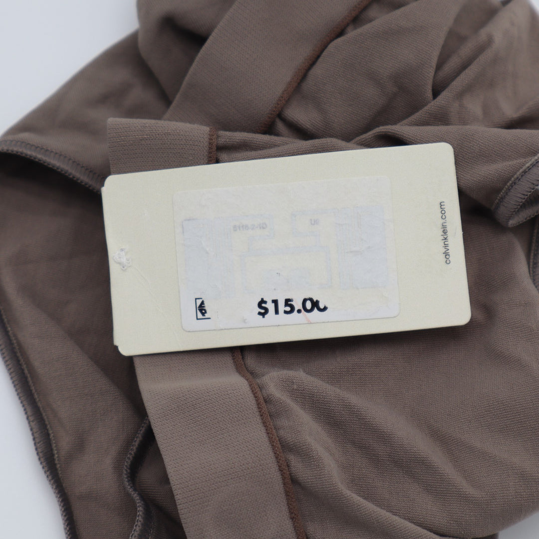 Calvin Klein Bonded Flex Boyshort Panties Womens L Brown Stretch Embossed Logo