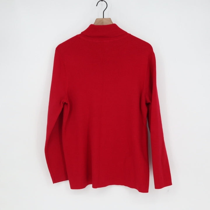 Chicos Metallic Sweater Womens XL Ruby Red Tight-Knit Turtle Neck Outdoor Wear