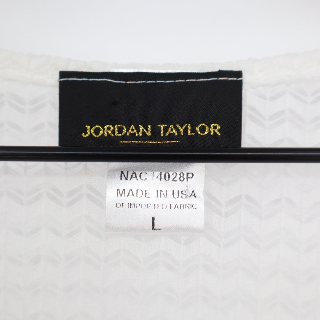 Jordan Taylor White Chevron Knit V-Neck Tunic Cover Up Large