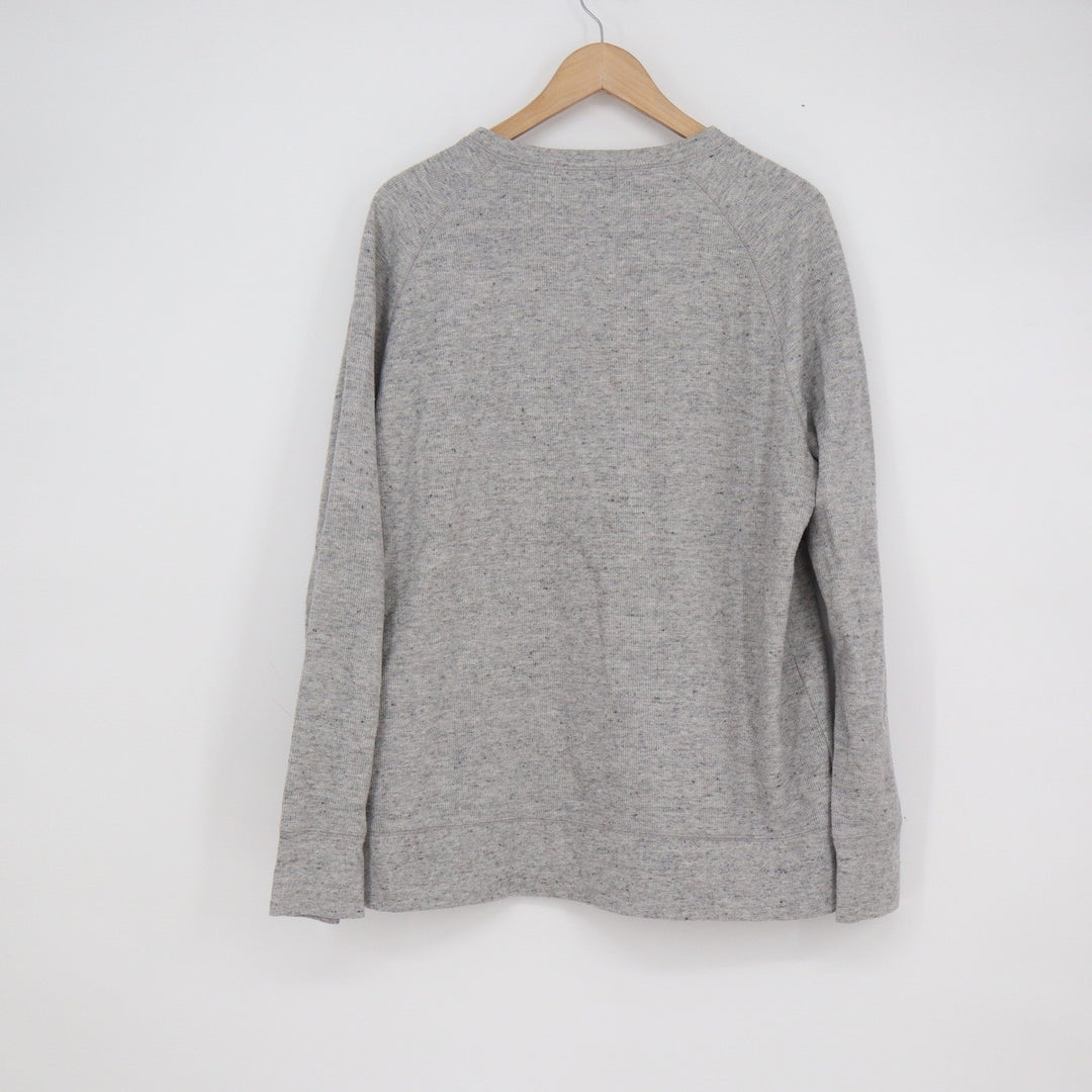 Banana Republic Mens Grey Heather Raglan Long Sleeve Crew Neck Sweatshirt Large