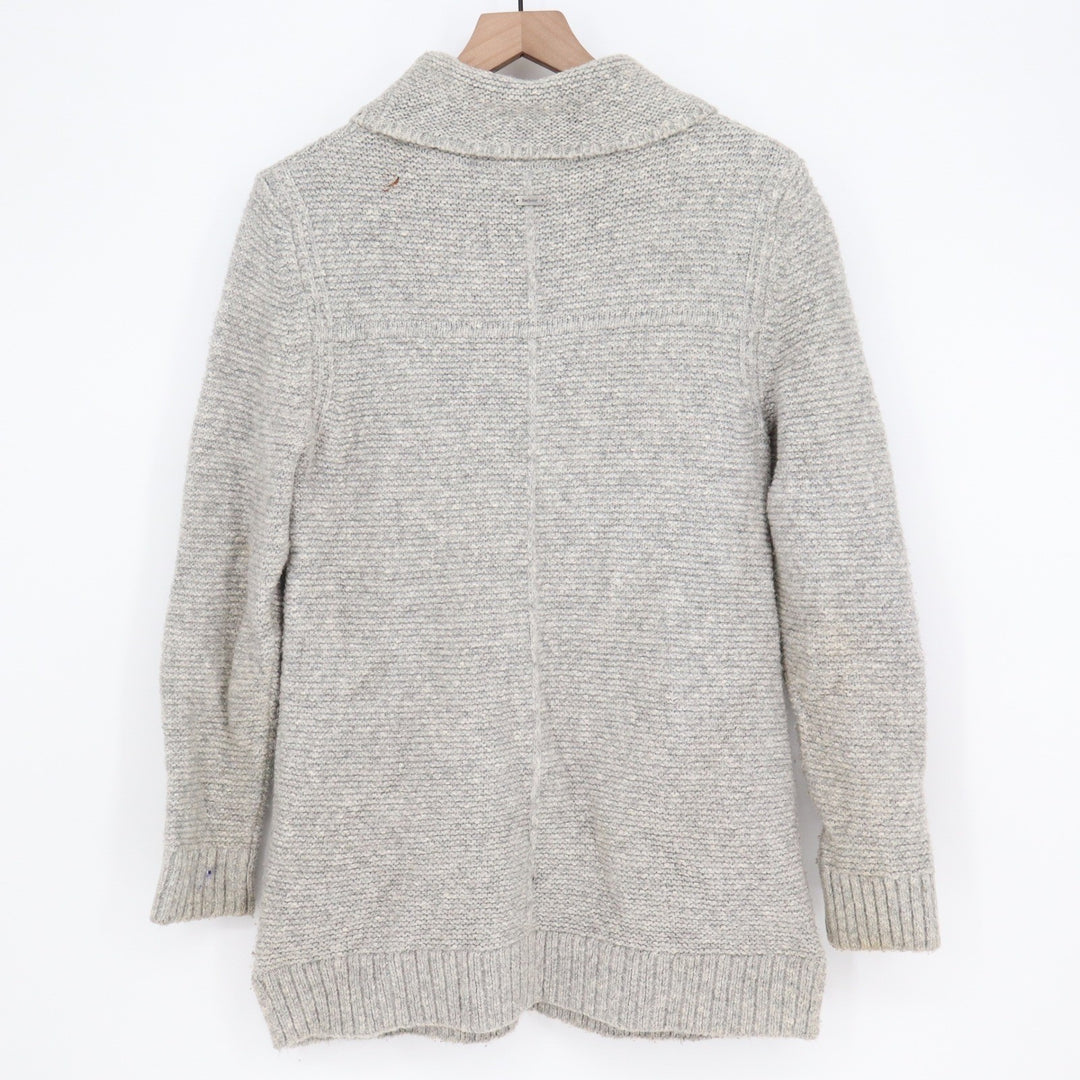Barbour Malvern Roll Collar Grey Marl Textured Knit Sweater Pockets