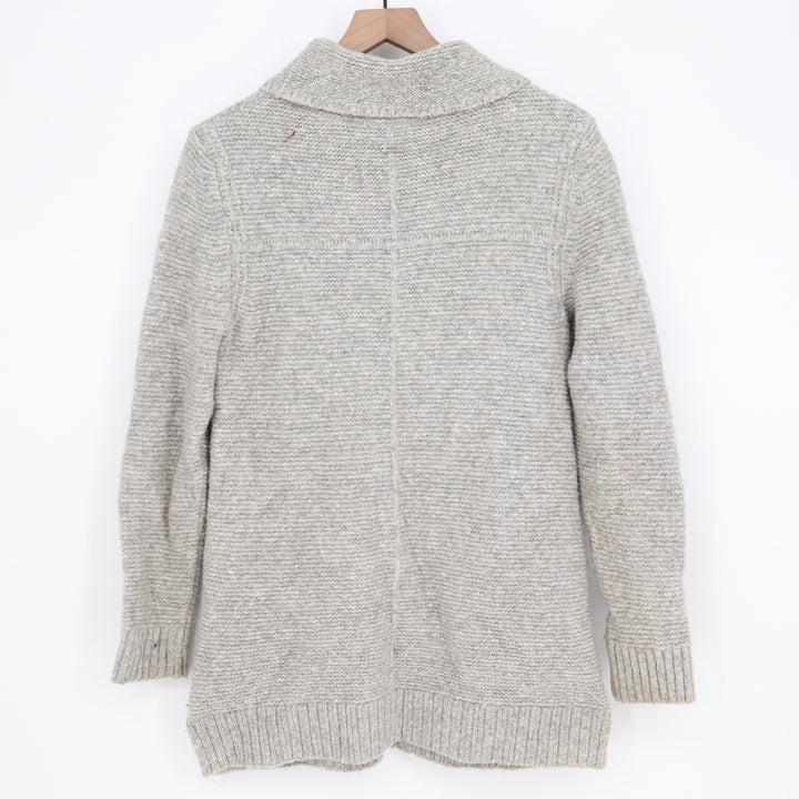 Barbour Malvern Roll Collar Grey Marl Textured Knit Sweater Pockets