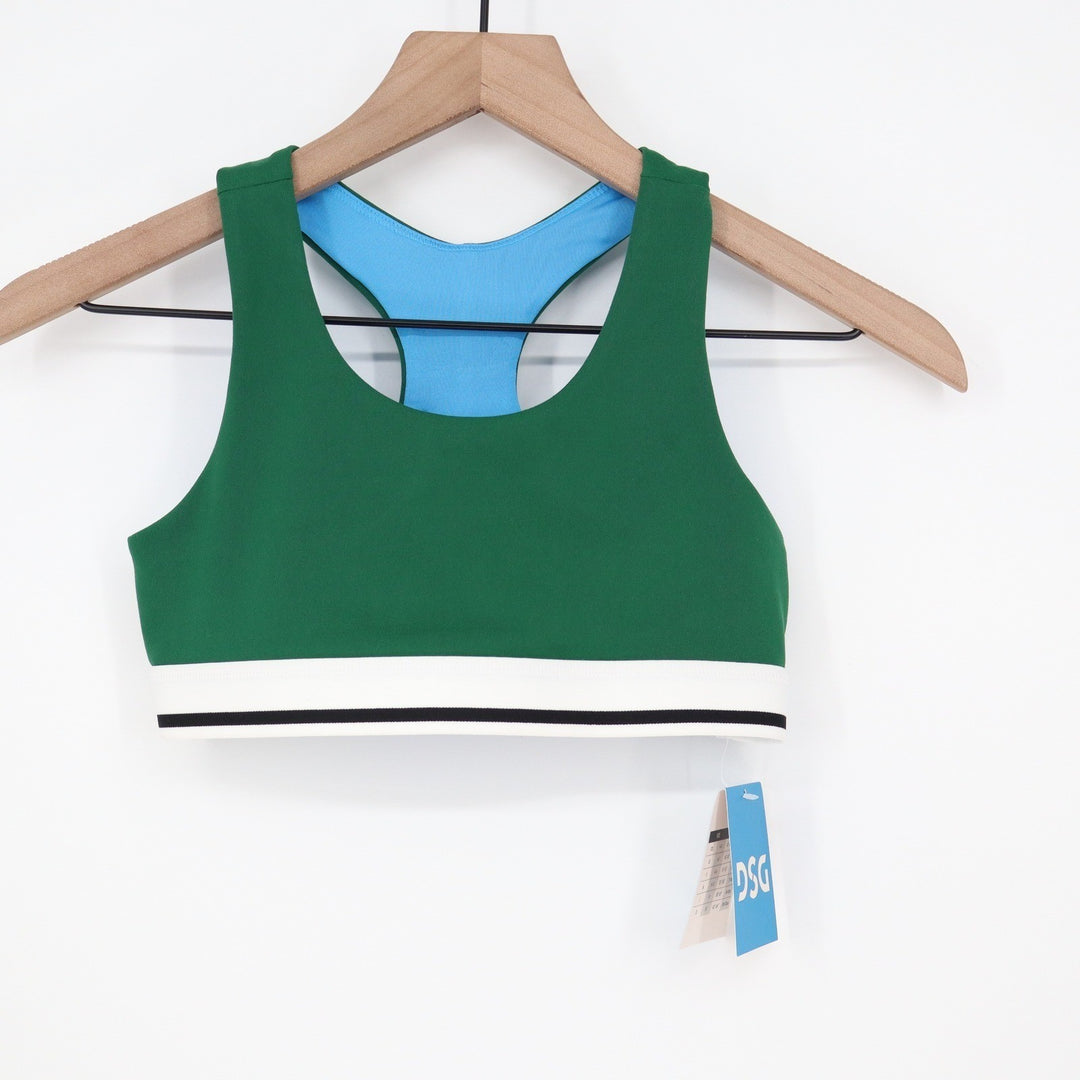 DSG Girls Momentum Novelty Sports Bra Field Green Blue Size M 10-12