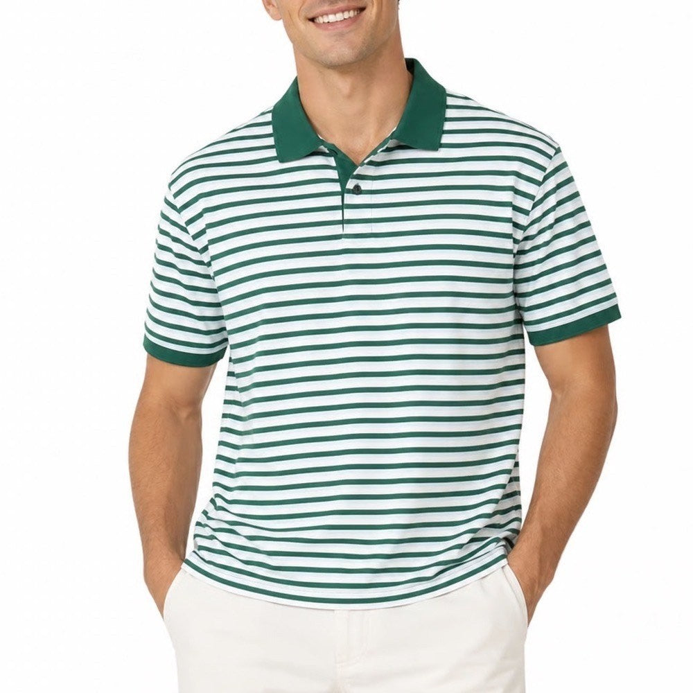 Walter Hagen Clubhouse Stripe Pique Polo Mens XXL Blue Green Golf Shirt