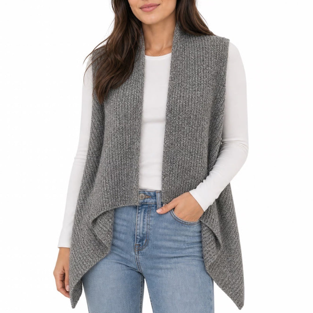 Old Navy Womens Gray Marl Open Front Draped Sweater Vest Small Petite