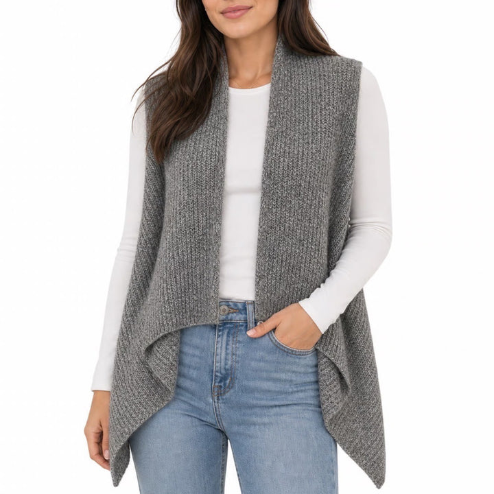 Old Navy Womens Gray Marl Open Front Draped Sweater Vest Small Petite