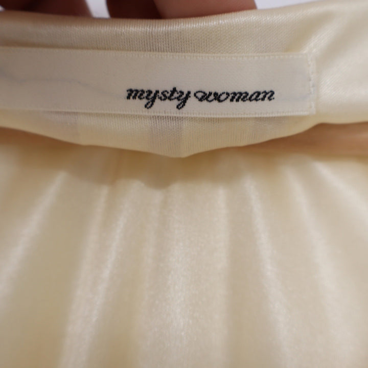 Mysty Woman Cream Yellow Pleated Tunic Blouse Layered Ruffle Hem Size M