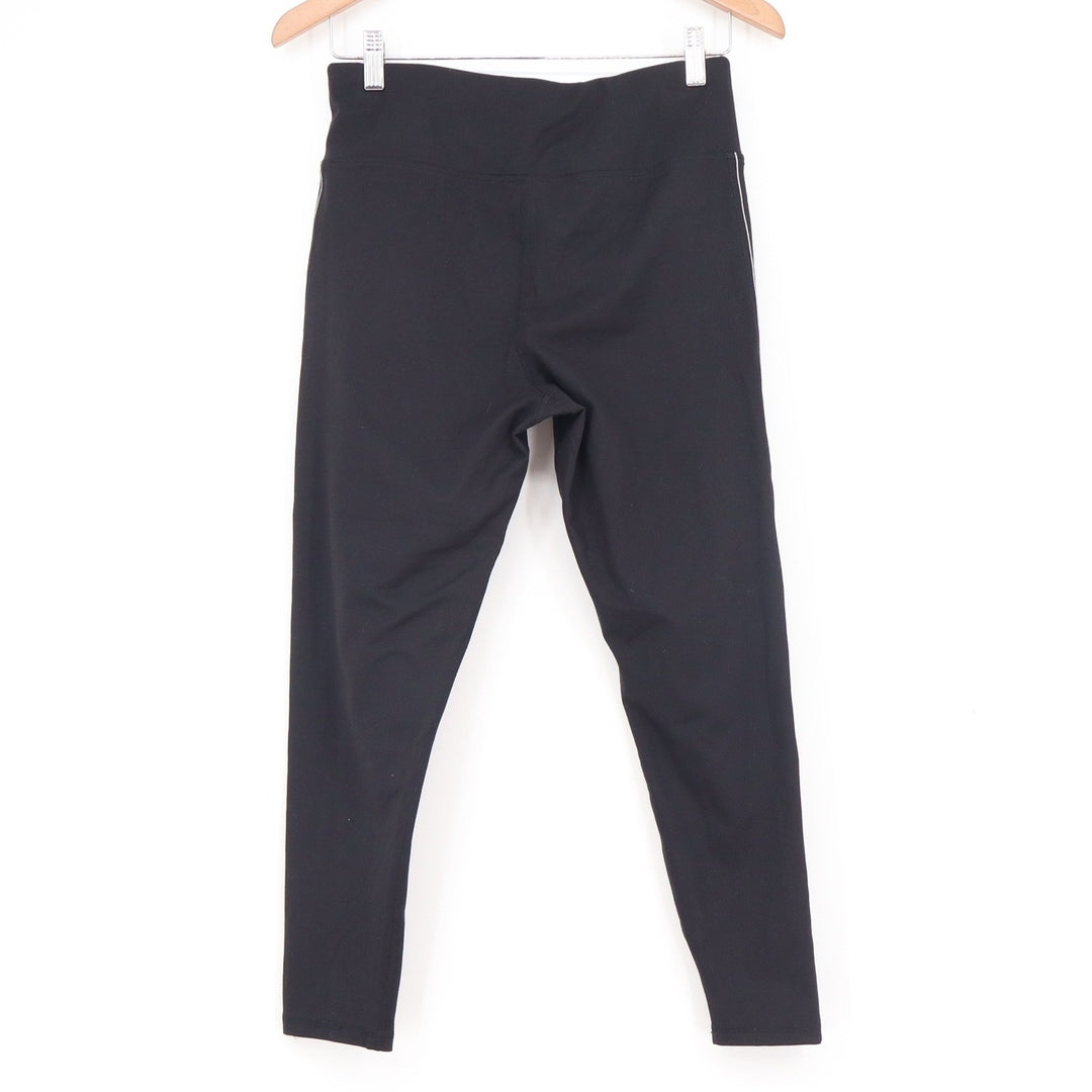 DKNY Sport Womens Black Logo Tape Side Stripe Leggings Size Large Activewear