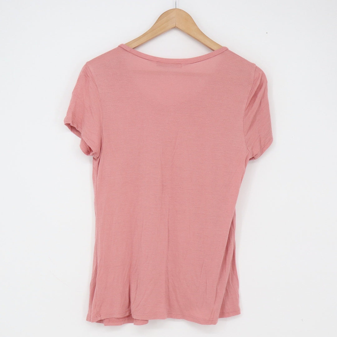Active Basic T-Shirt Womens Medium Pink Short Sleeve Pocket Excellent
