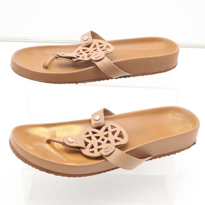 Tan Geometric Cutout Medallion Thong Sandals Womens 8.5 Platform Flip Flops