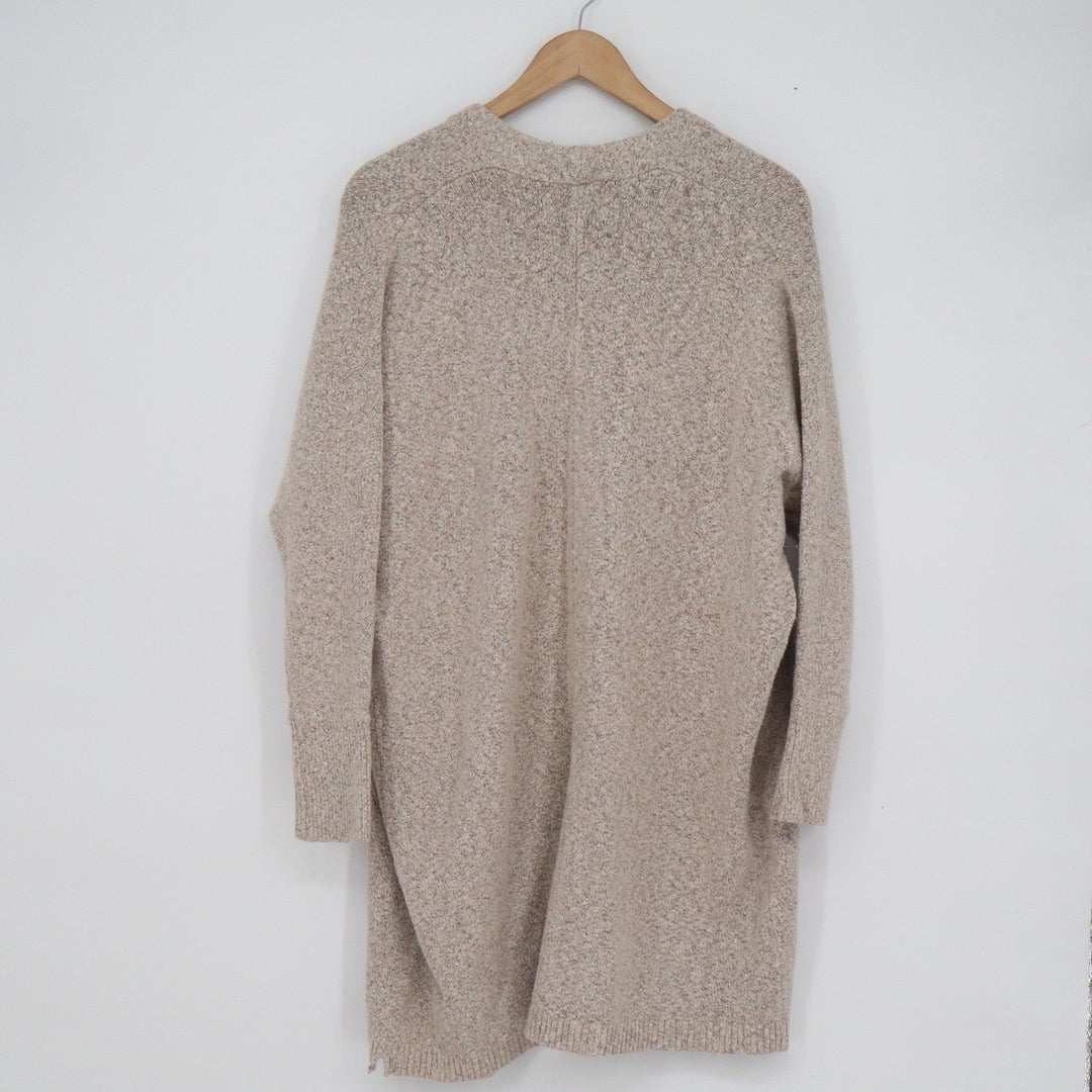 Old Navy Womens Beige Marled Open Front Longline Cardigan Sweater Medium