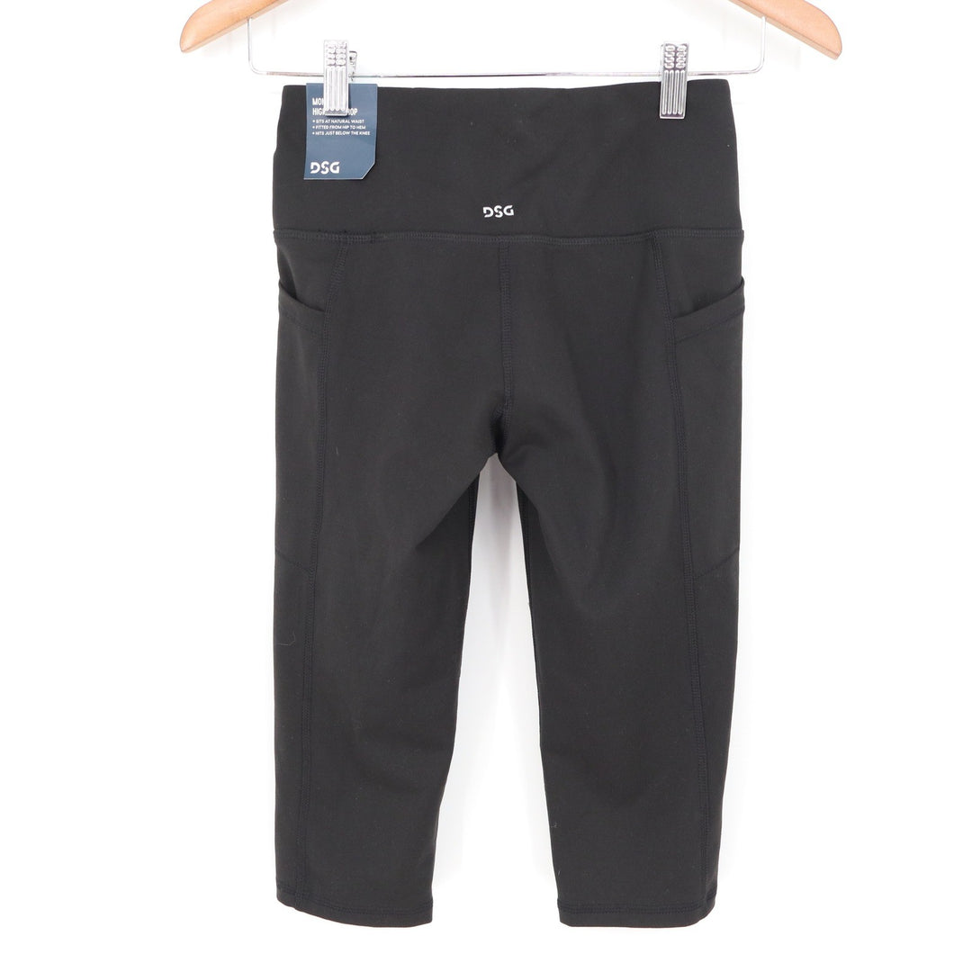 DSG Womens Momentum Crop High Rise Leggings Side Pockets Black XS