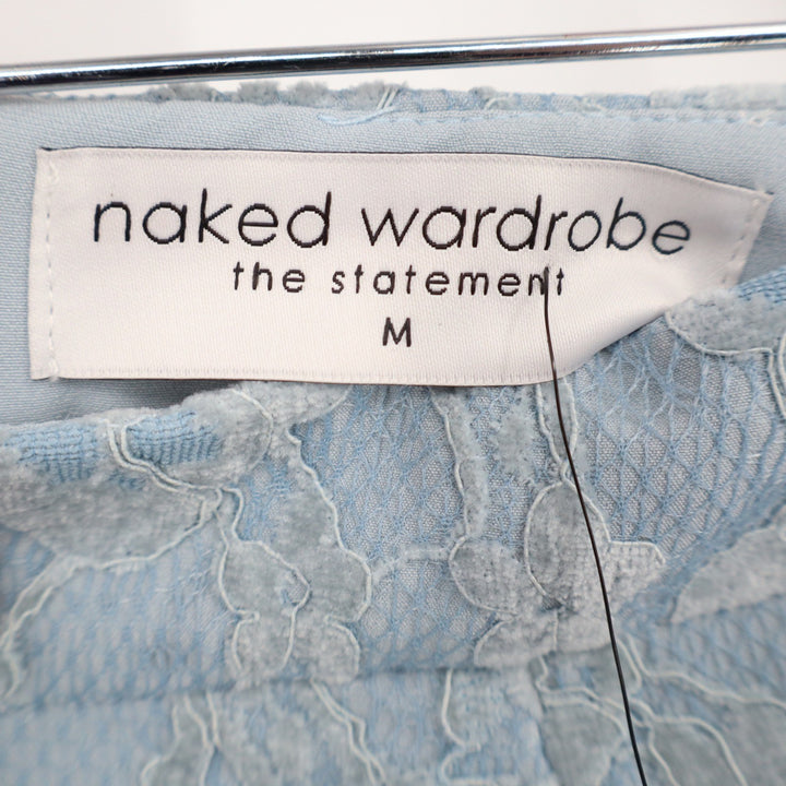 Naked Wardrobe Light Blue Floral Lace Mini Skirt Womens Size M NEW