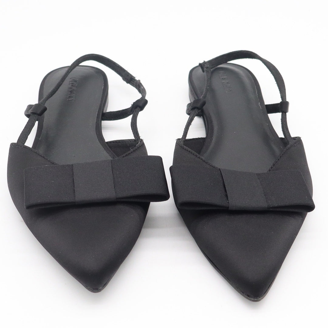 Old Navy Womens Black Satin Pointed Toe Bow Slingback Flats Size 8.5