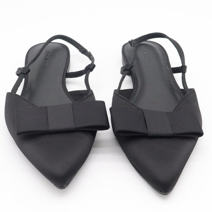 Old Navy Womens Black Satin Pointed Toe Bow Slingback Flats Size 8.5