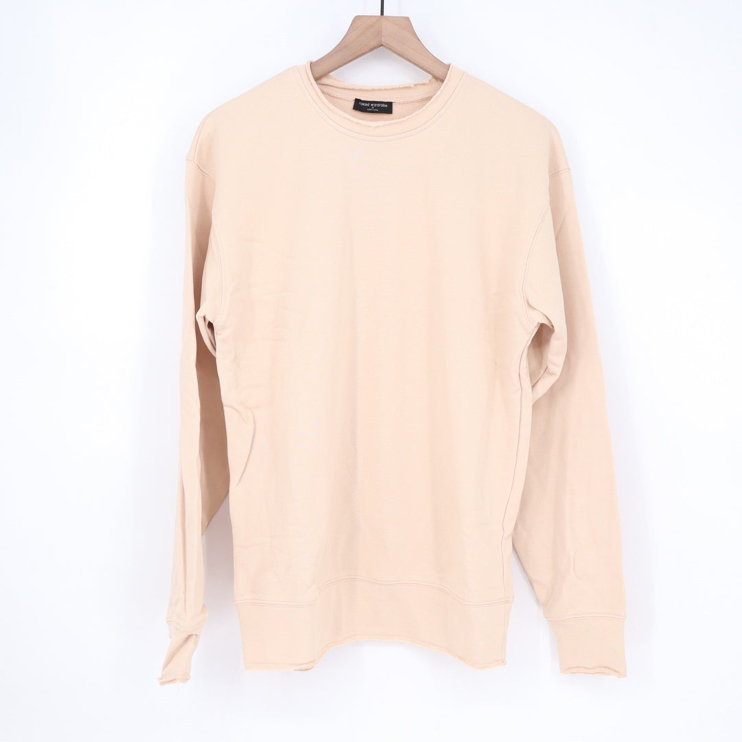 Naked Wardrobe Womens XS Tan Peach Raw Edge Sweatshirt and Joggers 2 Piece Set