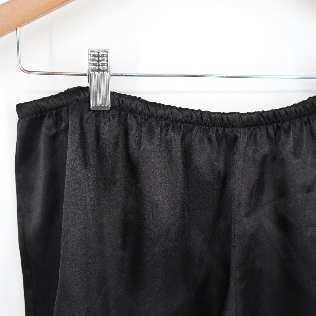 Linea Donatella Bride Satin Intimates Sleep Shorts Womens L Black Elastic Waist