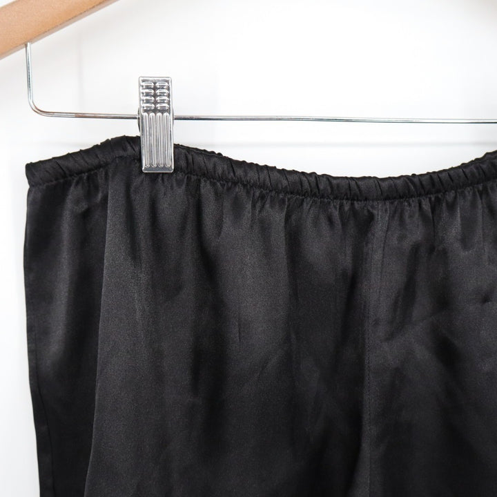 Linea Donatella Bride Satin Intimates Sleep Shorts Womens L Black Elastic Waist