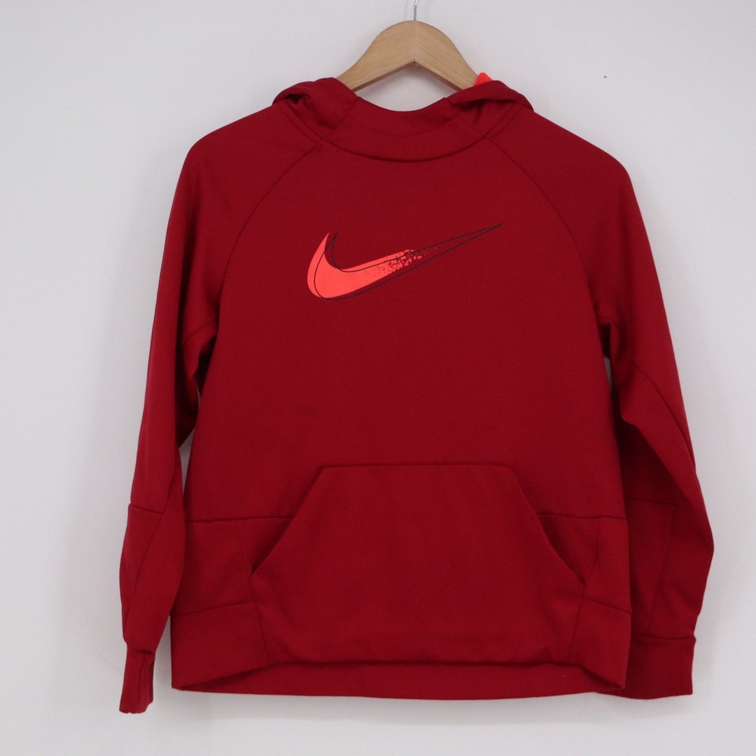 Nike Dri-FIT Red Pullover Hoodie Graphic Swoosh Boys Large