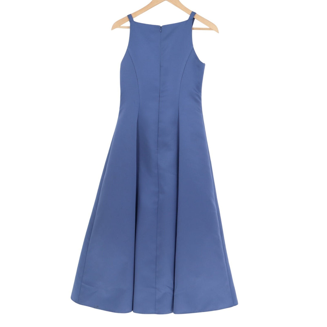 Michaelangelo Fit & Flare Maxi Dress Womens 6 Blue Pleated Back Zip Wide Strap