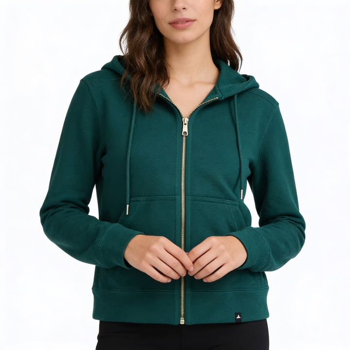 American Giant Hoodie Womens XS Green Logo Fleece Lined Kangaroo Pocket Full Zip