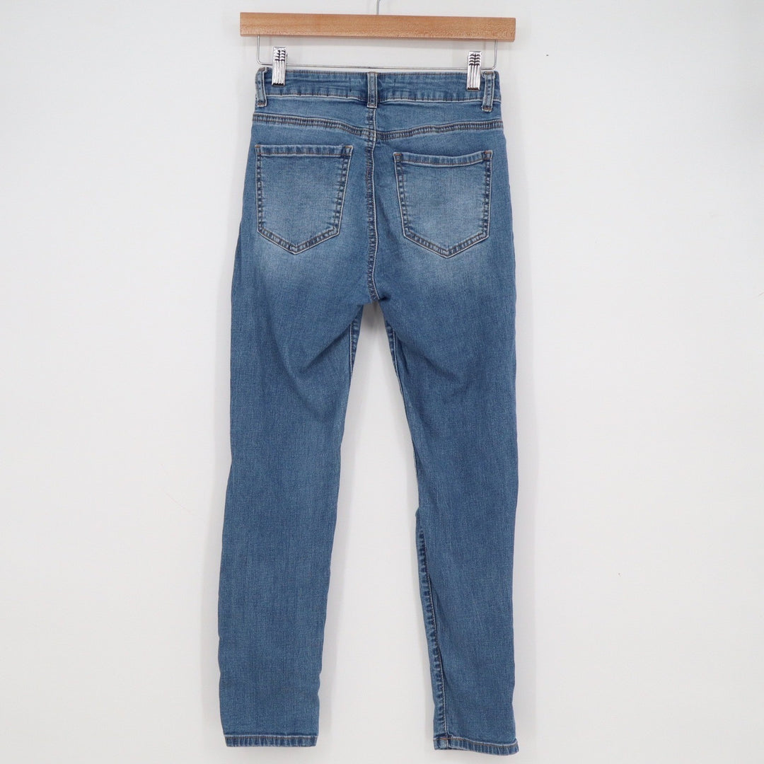 Enjean Denim Co Medium Wash Distressed Ripped Knee Skinny Jeans Size 1