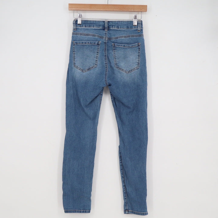 Enjean Denim Co Medium Wash Distressed Ripped Knee Skinny Jeans Size 1