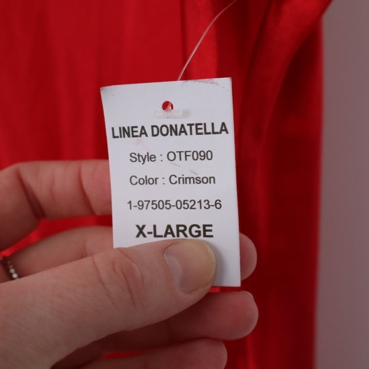 Linea Donatella Slip Dress Womens XL Crimson V-Neck Spaghetti Adjustable Strap