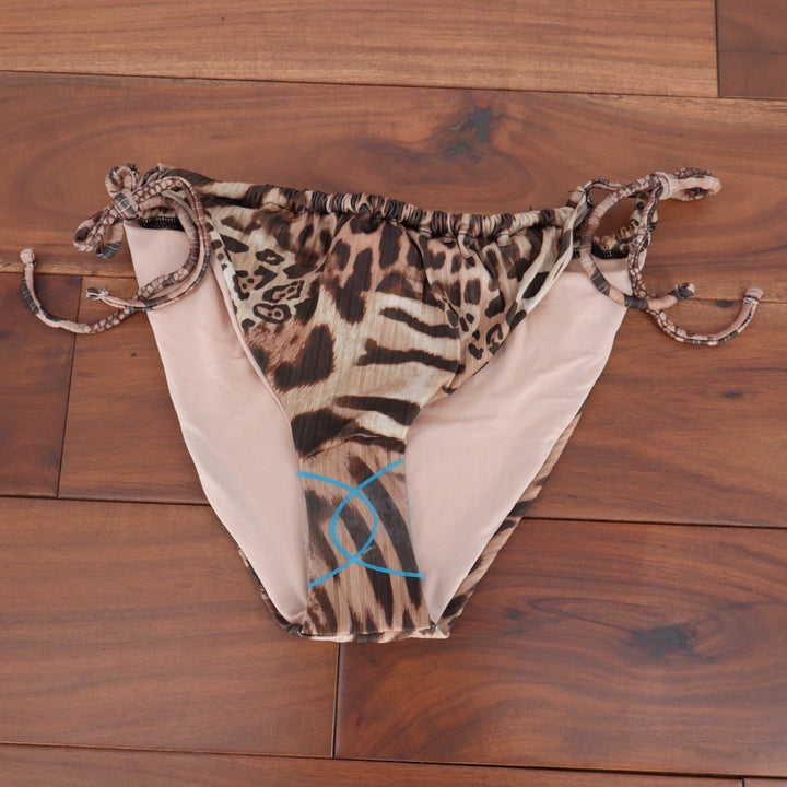 ASOS DESIGN Leopard Print High Leg String Thong Bikini Bottoms
