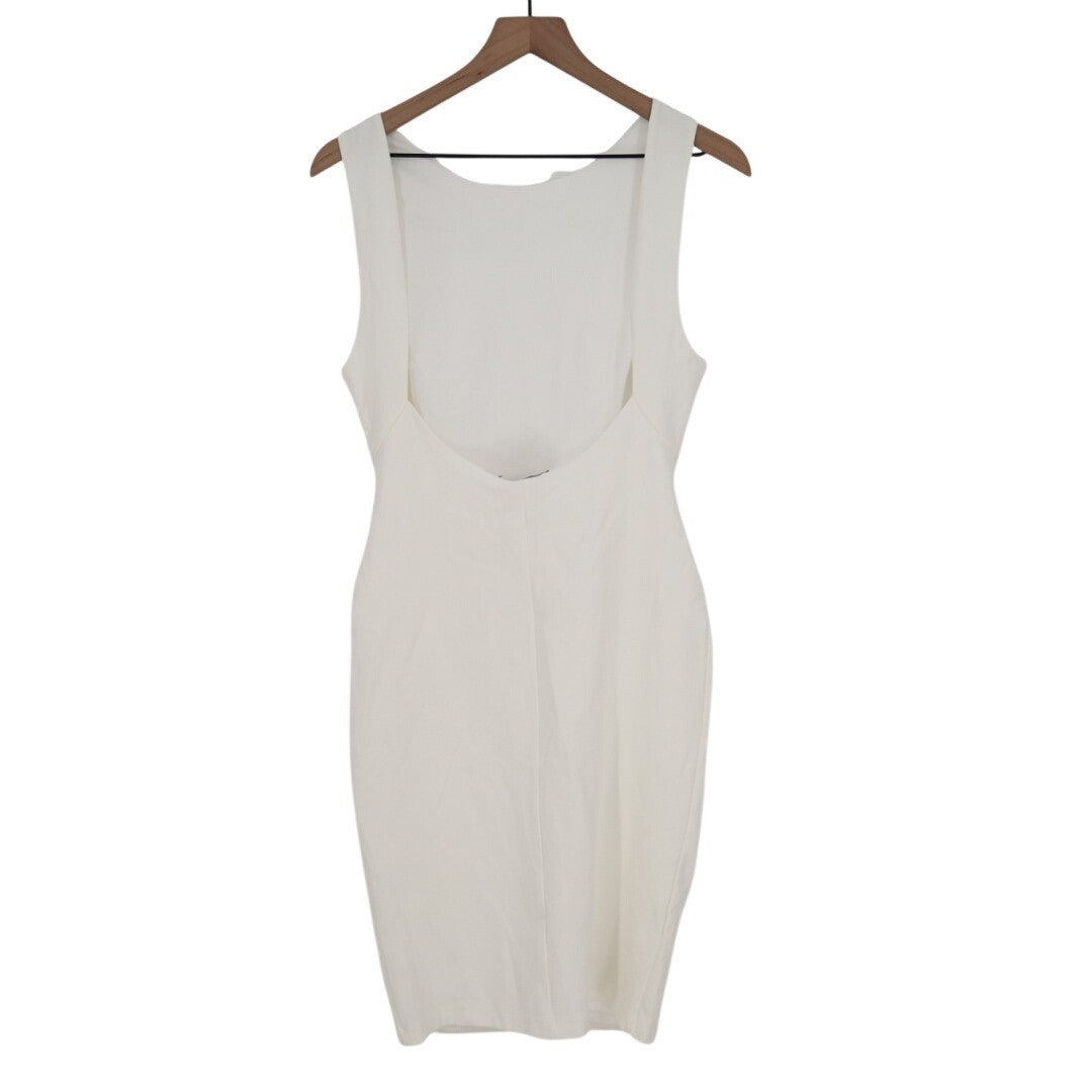 Lulus Bodycon Mini Dress Womens Large White Stretch Backless Sleeveless Pullover