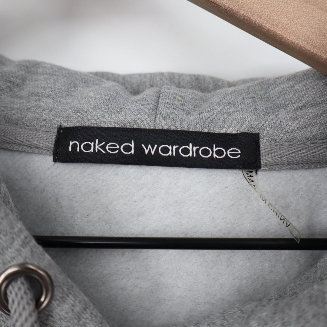 Naked Wardrobe Womens Heather Gray Cropped Hoodie Sweatshirt L