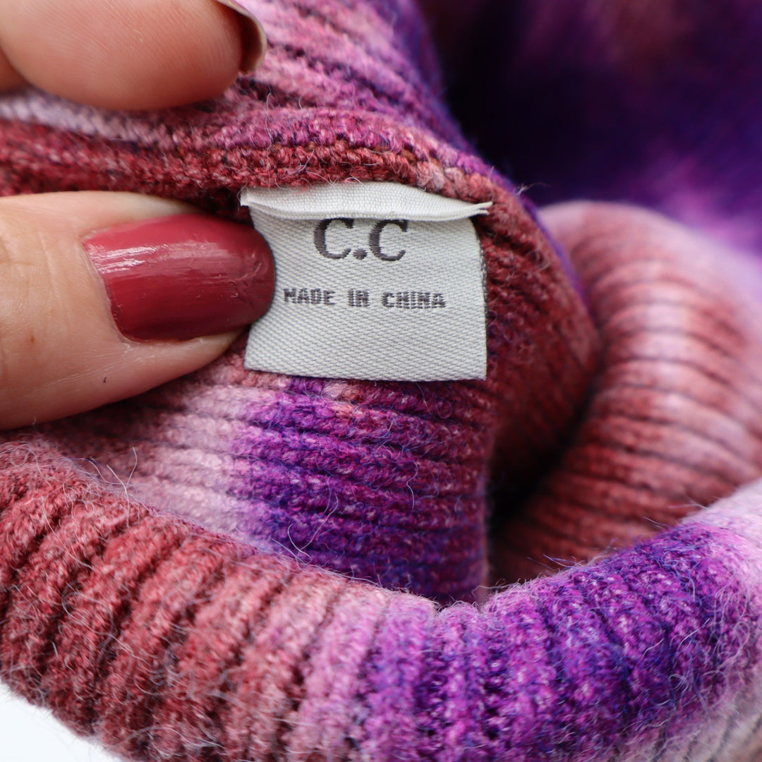 C.C Beanie Womens OS Iris Wild Ginger Tie Dye Ribbed Knit New