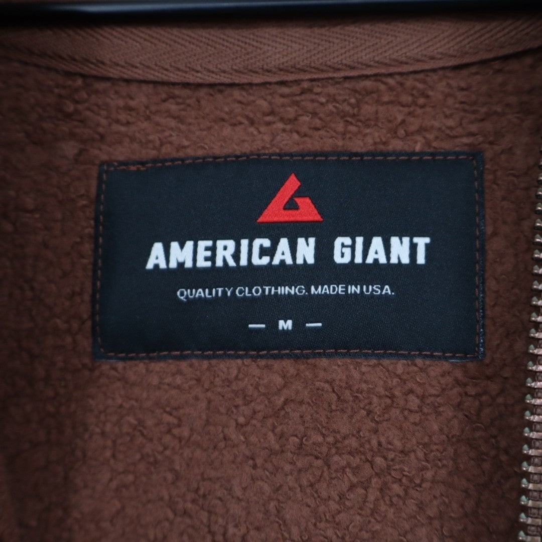 American Giant Classic Hoodie Men Medium Rust Full Zip Cotton Fleece Relaxed Fit