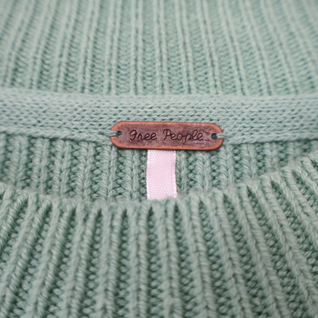 Free People Sweater Women's XS Easy Street Sage Green Ribbed Mock Neck Excellent