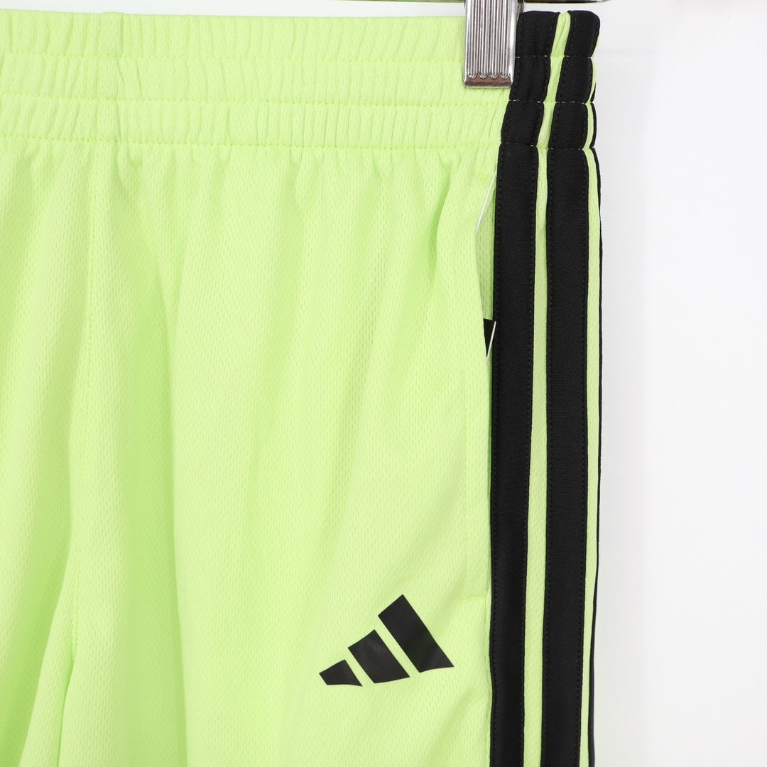 Adidas Boys Pulse Lime Green 3S ESS Mid Thigh Mesh Athletic Shorts L 14/16 NEW