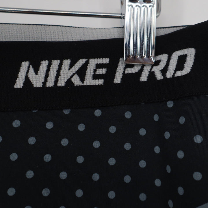Nike Pro Dri-FIT Grey Black Geometric Patchwork Cropped Leggings Womens Medium