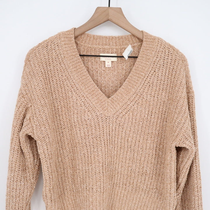 State of Day Intimates Pajama Top Womens M Beige Open Knit Sleepwear Pullover