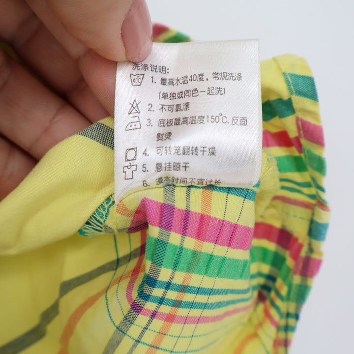 Bailide Yellow Plaid Short Sleeve Button Down Shirt Cotton Size 160/84A Small