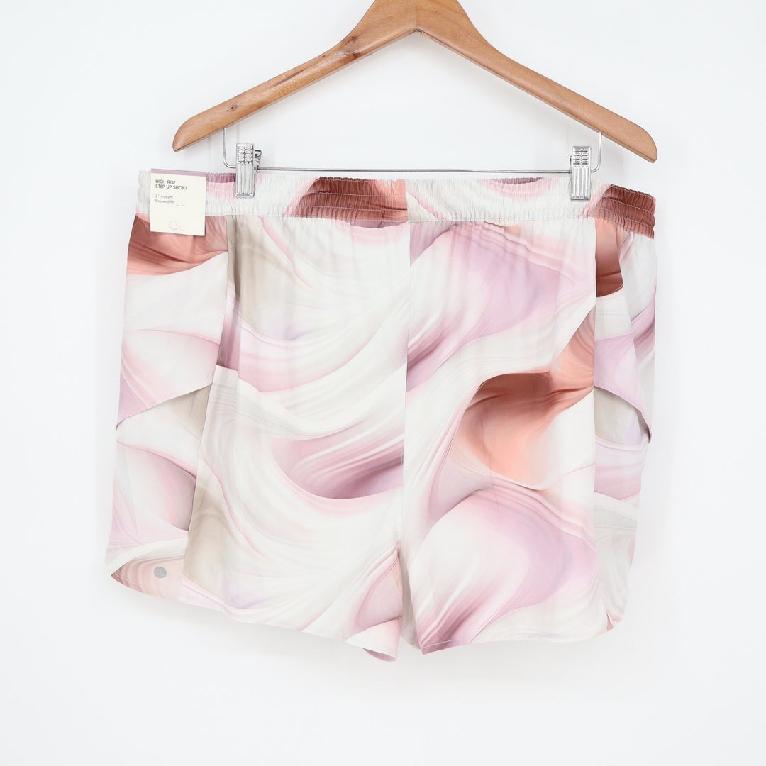 CALIA Step Up Short XXL Dune Print Coral High Rise Layered Athletic