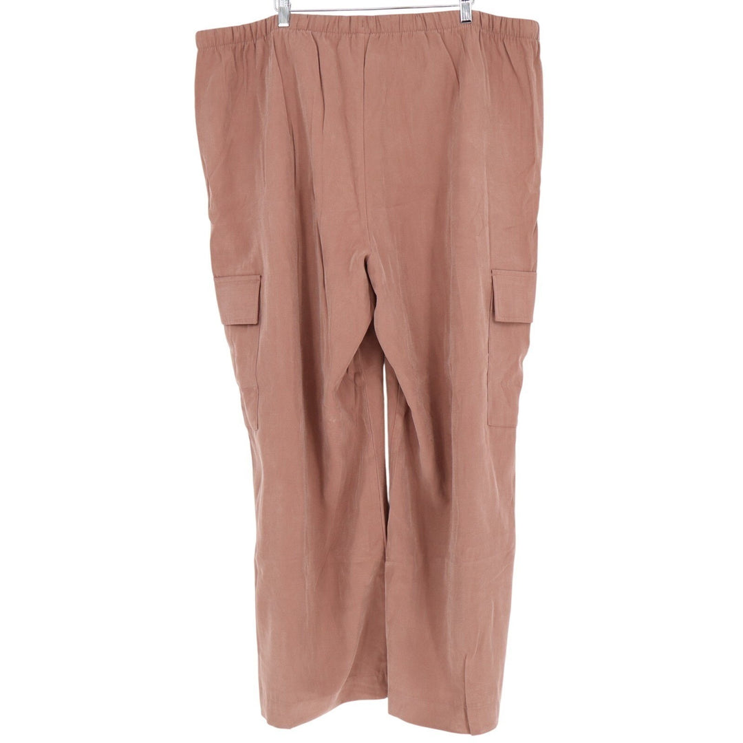 Old Navy Pants Women 2XL Brown Cargo Pockets High Rise Drawstring Waist Wide Leg
