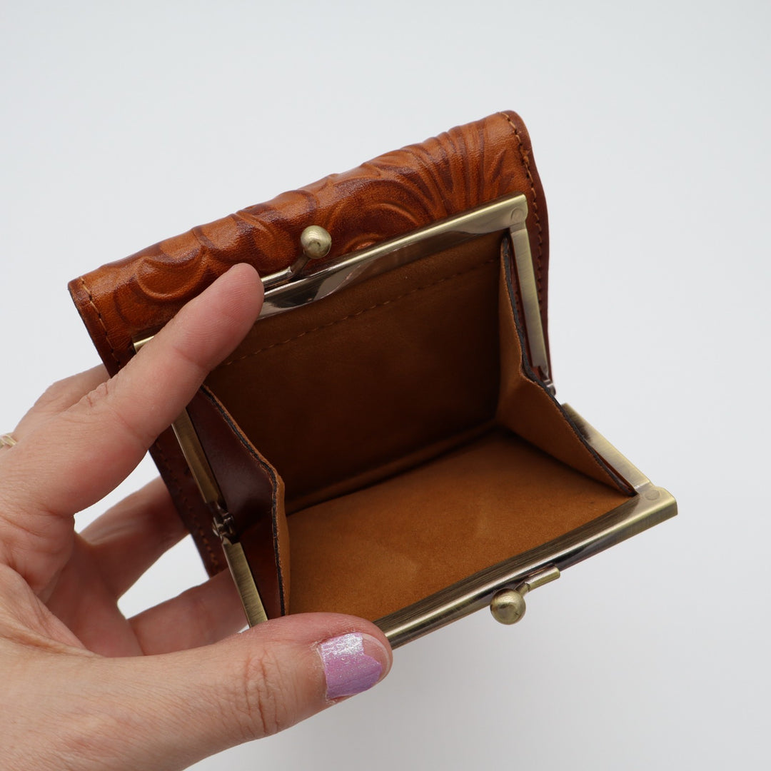 Patricia Nash Reiti Women Bi-Fold Wallet Brown Cognac Burnished Tooled Leather
