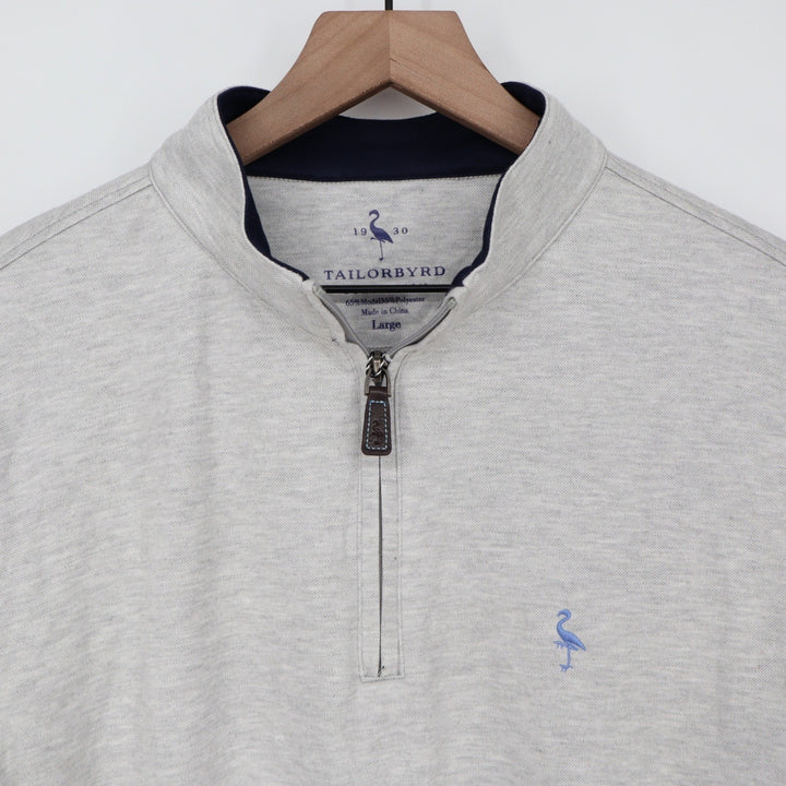 Tailorbyrd Mens Melange Grey Modal Blend Quarter Zip Pullover Sweater Large NEW