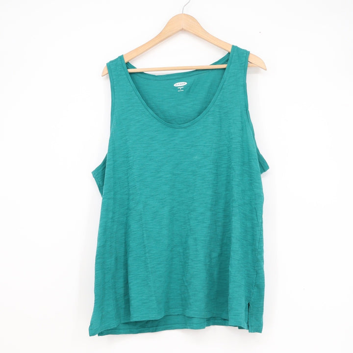 Old Navy EveryWear Tank Top XL Teal Green Cotton Slub Scoop Neck Sleeveless
