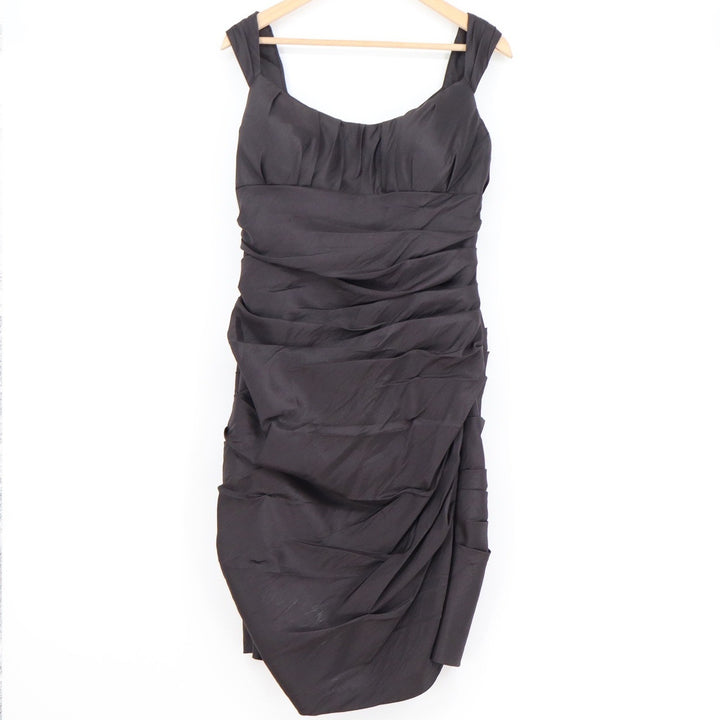 Bill Tice for Vikoff Black Ruched Cocktail Dress Size 18 Sleeveless Formal