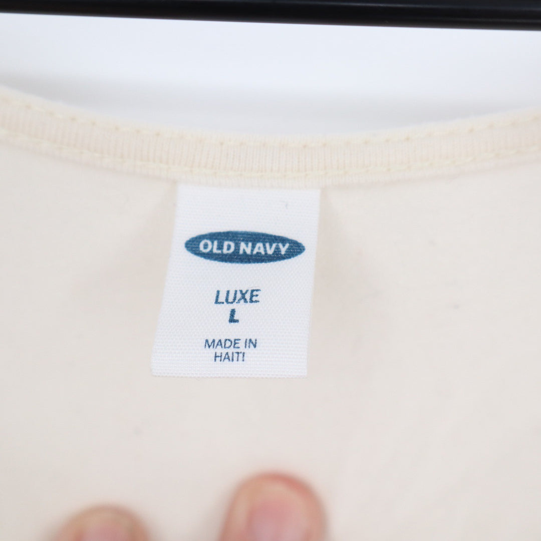 Old Navy Luxe Cream V-Neck Long Sleeve Relaxed Tunic Top Womens Large