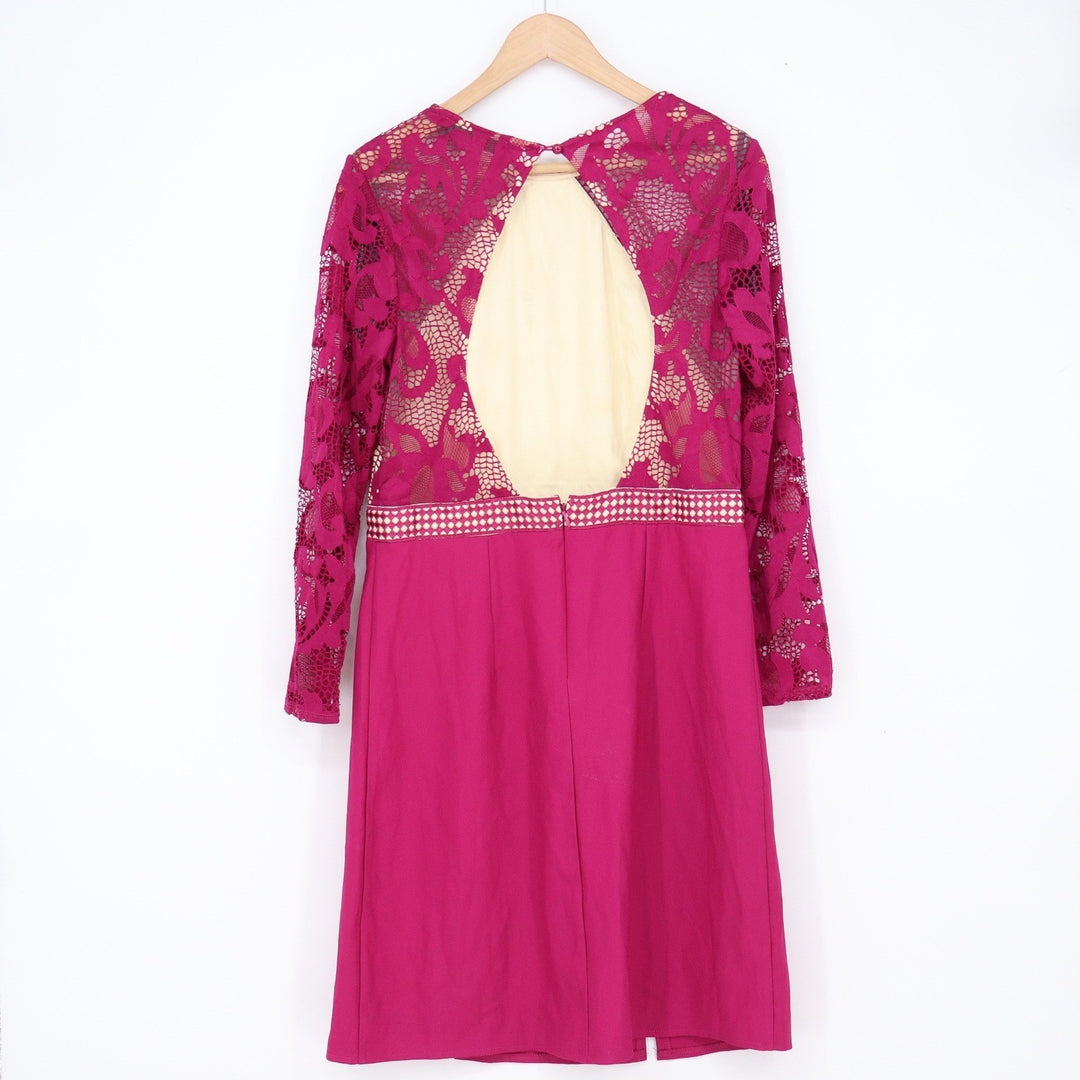 Little Mistress Dress Women's 10 Tall Magenta Lace Open Back Excellent